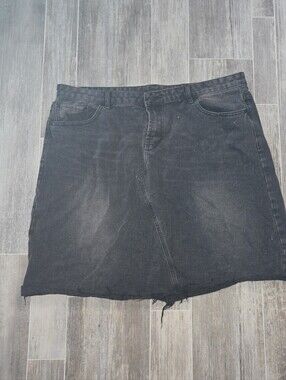 Inherit Womens Gothic Punk Edgy Black Jean Skirt Size 20